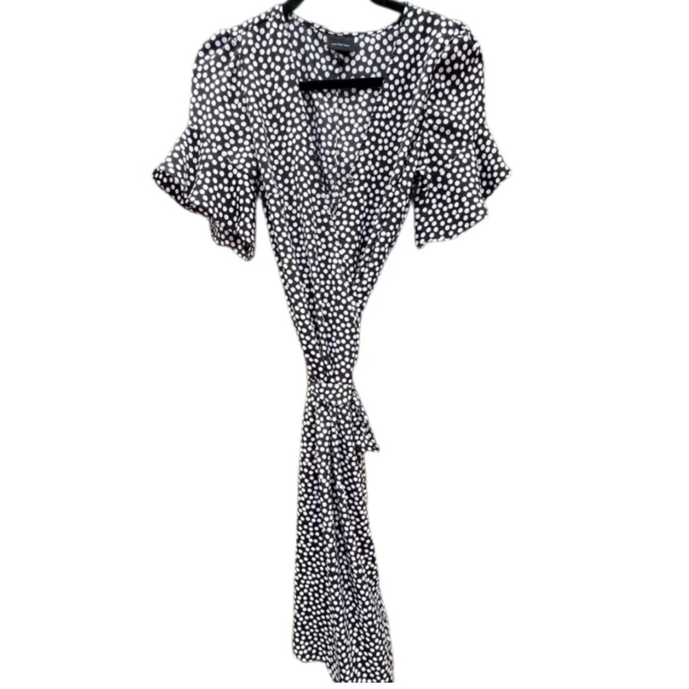 Who What Wear Deep Purple and Lavender White Polka Dot Dress